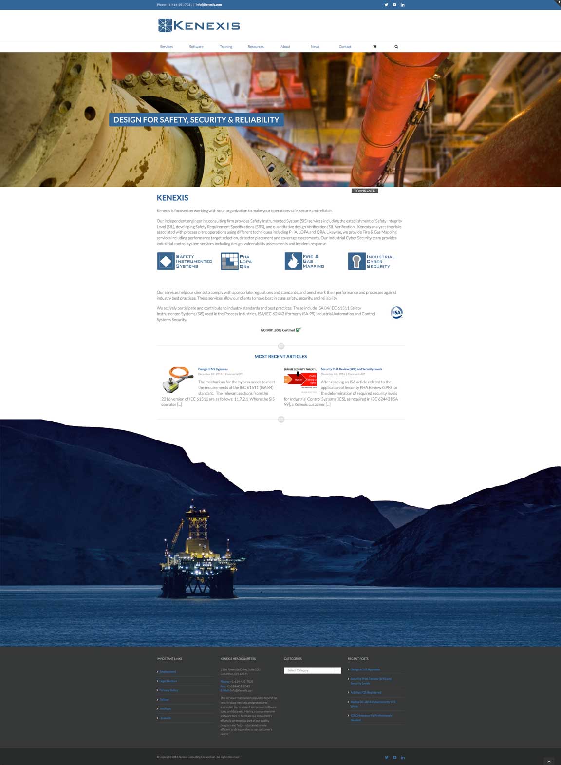 screenshot of Kenexis website