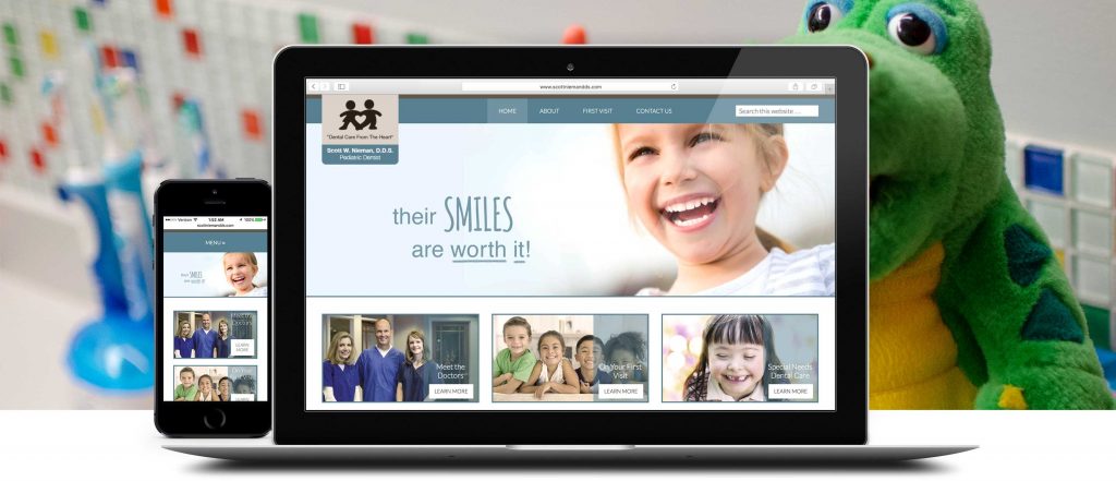 screenshot of Scott Nieman DDS responsive website on mobile and laptop