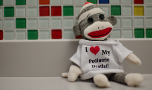 Image of sock monkey on counter