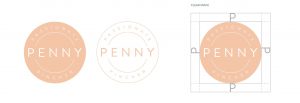 Passionate Penny Pincher logo concepts in peach and white