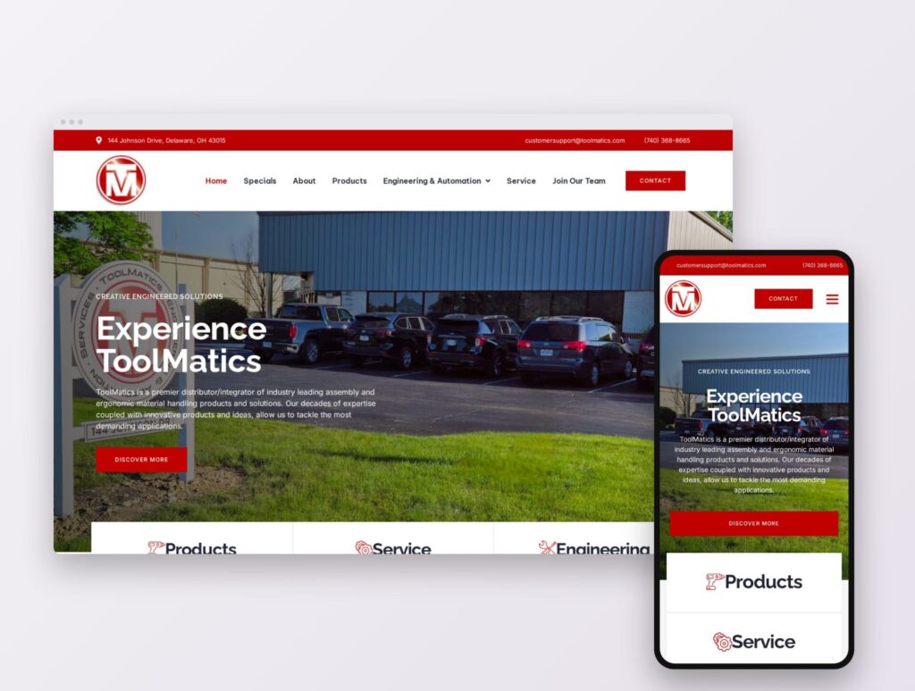 ToolMatics website shown on desktop and mobile